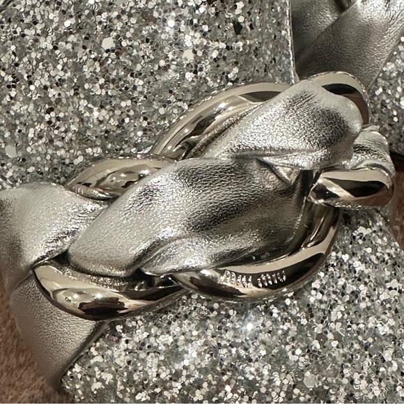Miu Miu Vernice 2 Metallic Diamond Glitter Loafers Pumps Silver Size 38 US 7.5 - Picture 9 of 13